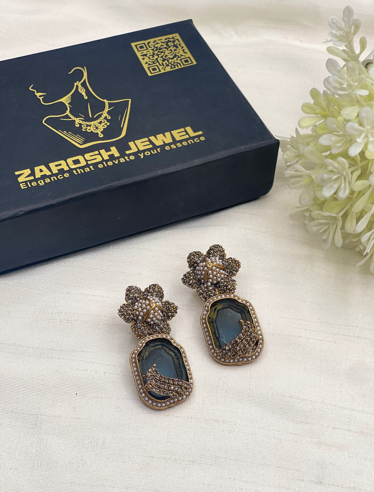 Shop the Natasha Royal Bloom Drop Earring from Zarosh Jewel