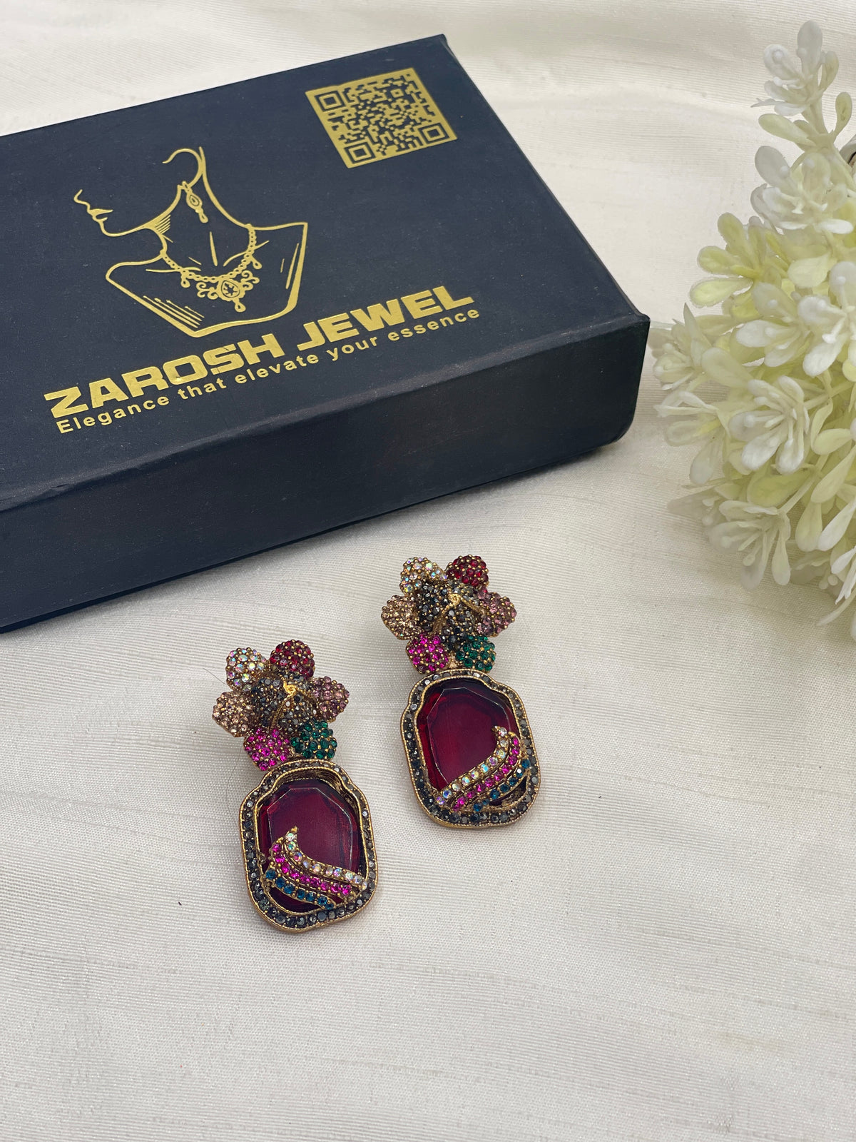 Shop the Natasha Royal Bloom Drop Earring from Zarosh Jewel