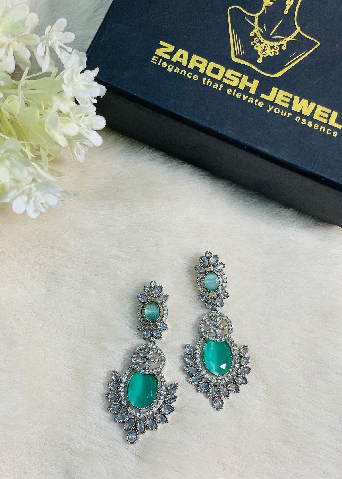 Shop the Nawira Leaf Stone Earrings from Zarosh Jewel