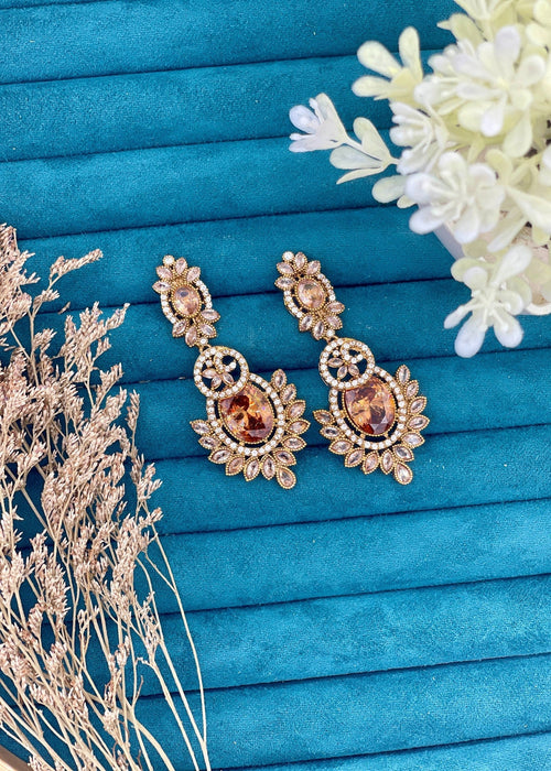 Shop the Nawira Luxe Leaf Drop Earrings from Zarosh Jewel
