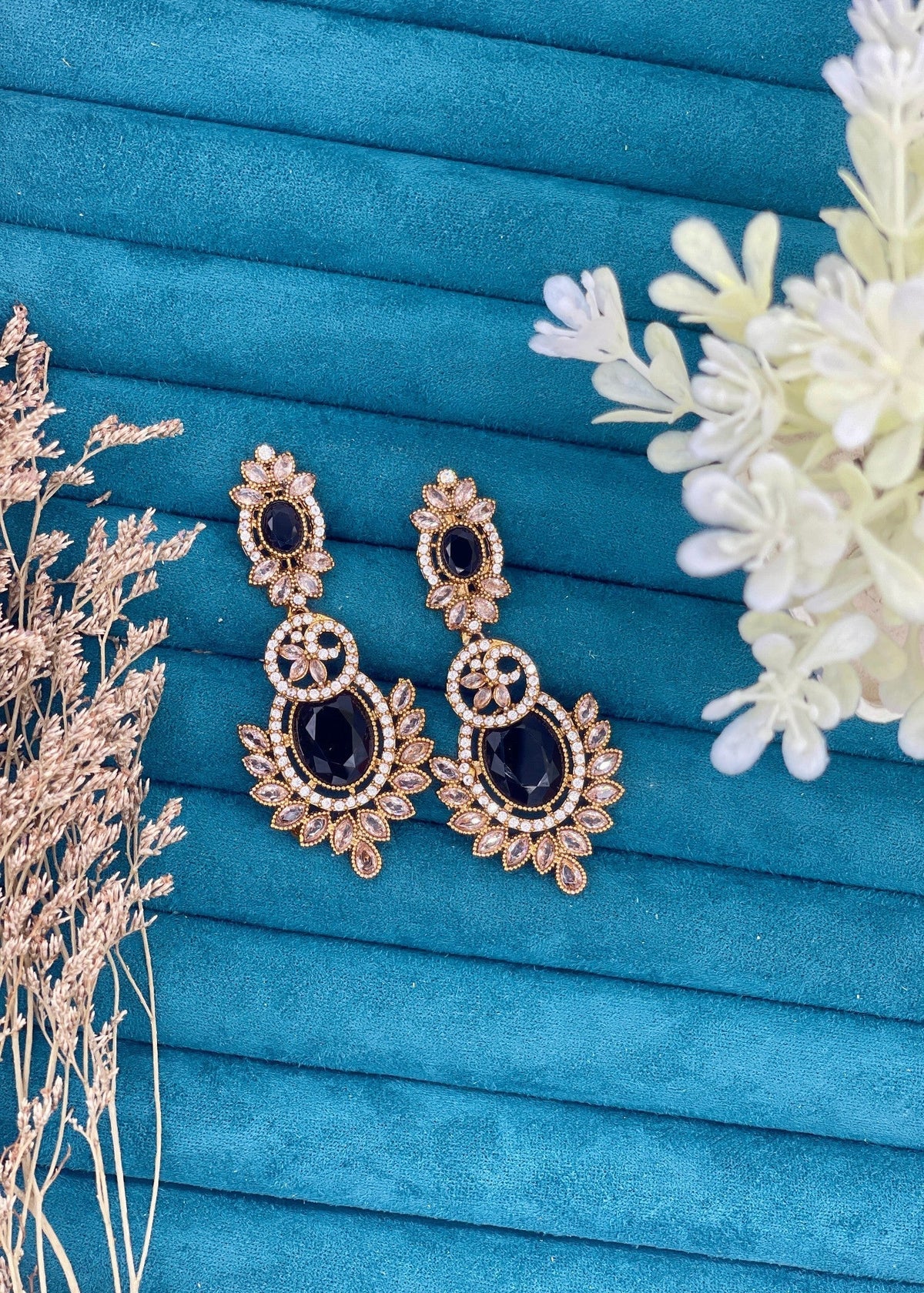 Shop the Nawira Luxe Leaf Drop Earrings from Zarosh Jewel