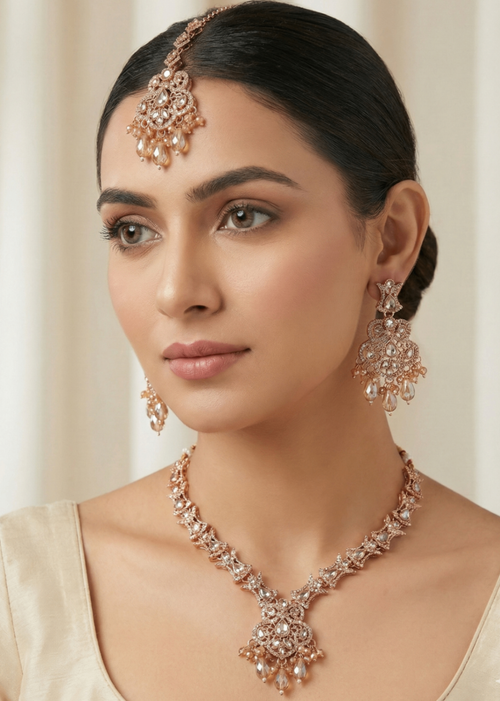 Shop the Nayab Luxe Necklace set from Zarosh Jewel
