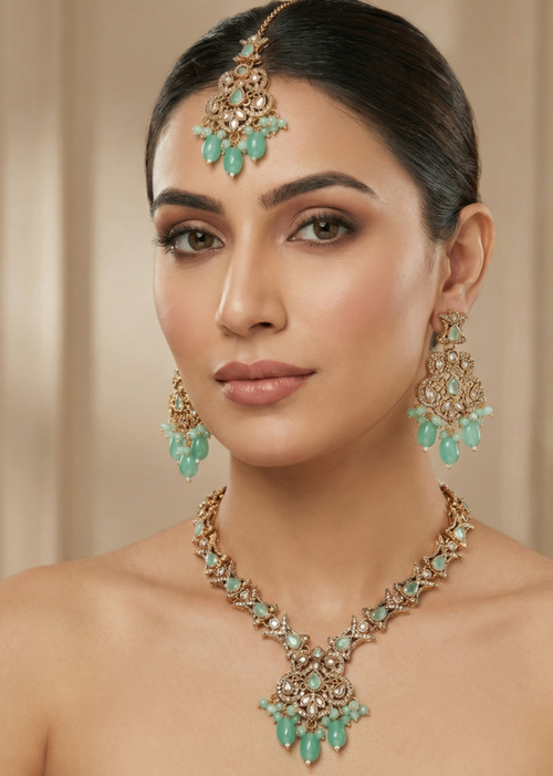 Shop the Nayab Luxe Necklace set from Zarosh Jewel