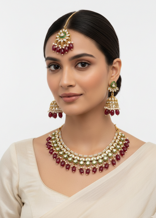 Nayla Kundan Necklace Set by Zarosh Jewel