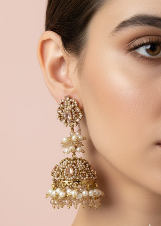 Noor Pearl Jhumka Earrings by Zarosh Jewel
