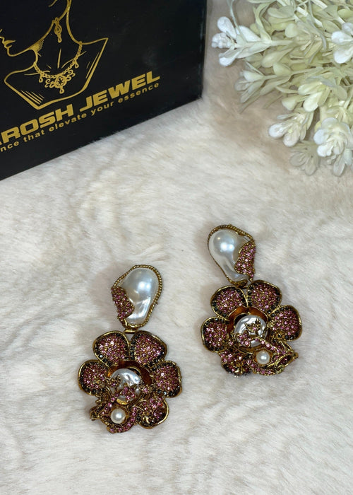 Shop the Noore Floral Pearl Earrings from Zarosh Jewel