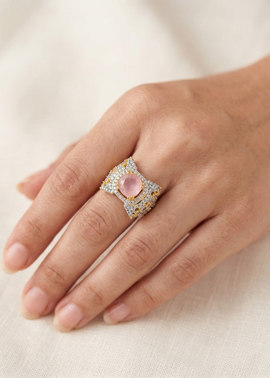 Nuha Gold Plated Ring by Zarosh Jewel