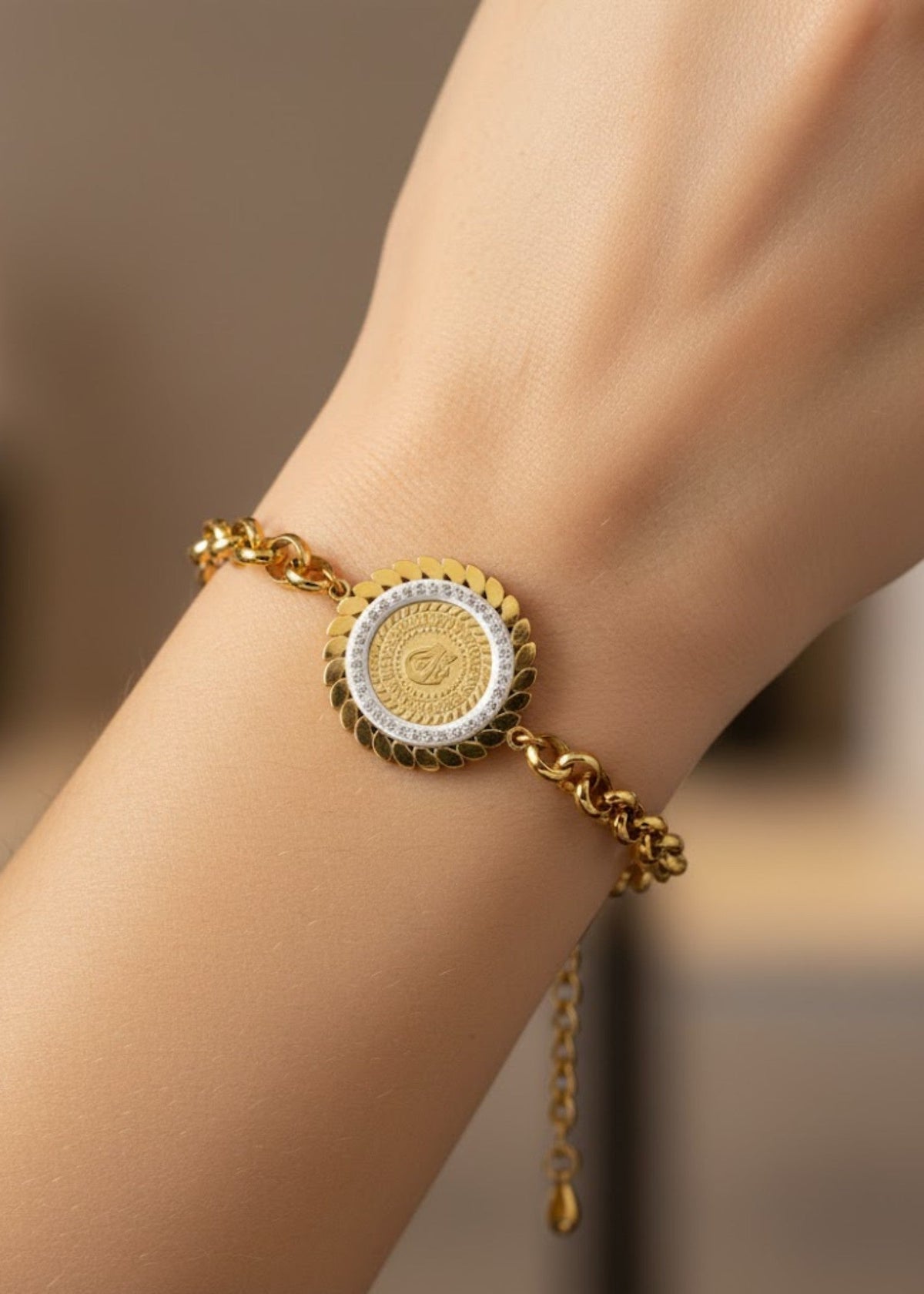 Shop the Radiant Circle Gold Bracelet from Zarosh Jewel