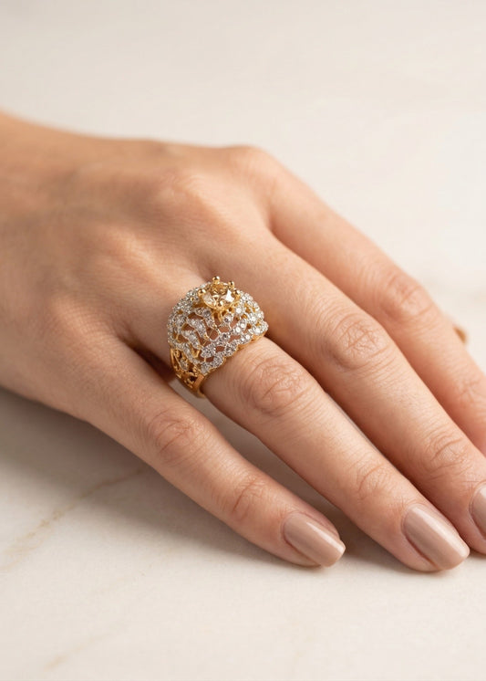 Rafa Gold Plated Ring by Zarosh Jewel