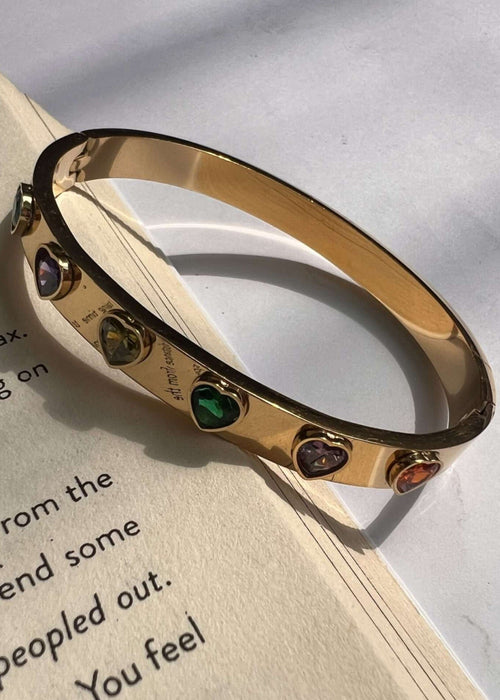 Rainbow Hearts Gold Bracelet by Zarosh Jewel