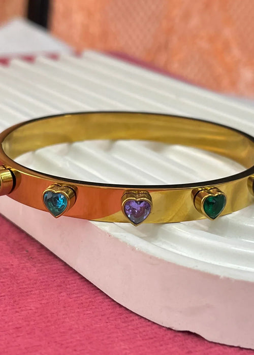 Shop the Rainbow Hearts Gold Bracelet from Zarosh Jewel