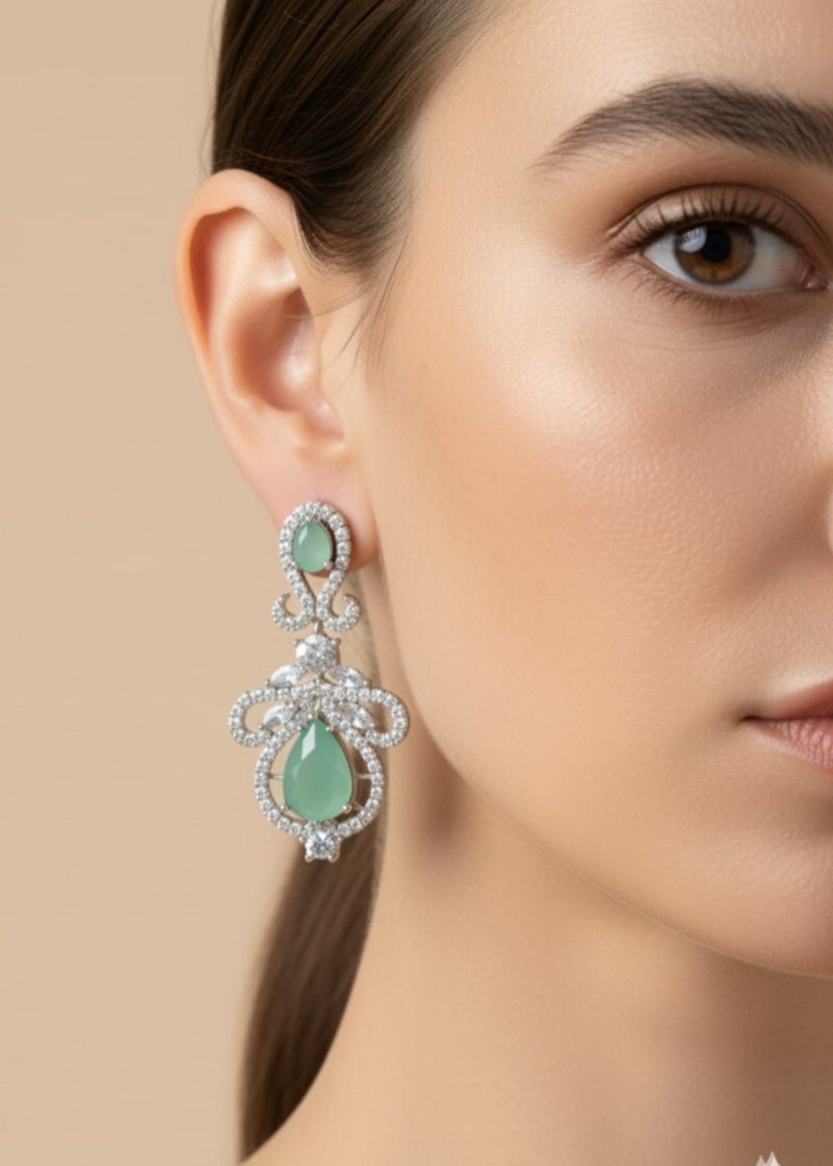 Shop the Rania Blush Crystal Earrings from Zarosh Jewel