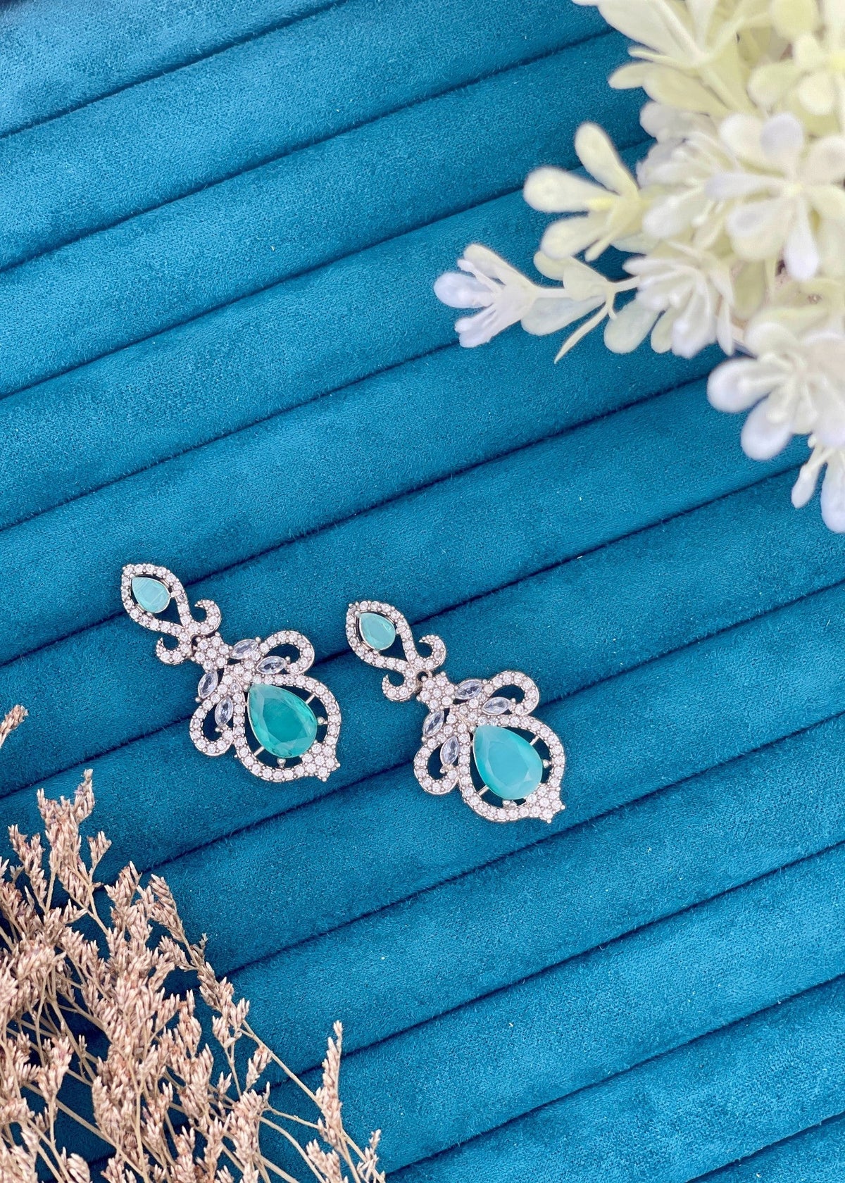 Shop the Rania Blush Crystal Earrings from Zarosh Jewel