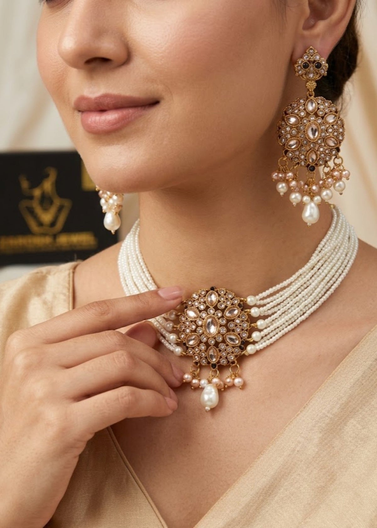 Rose Heritage Choker Set by Zarosh Jewel
