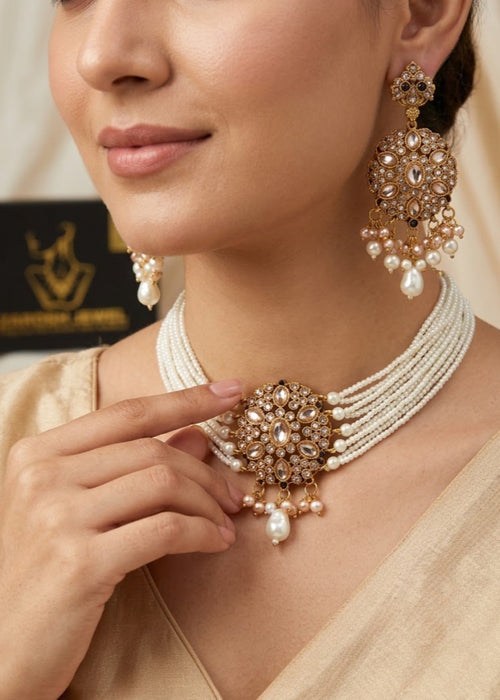 Rose Heritage Choker Set by Zarosh Jewel