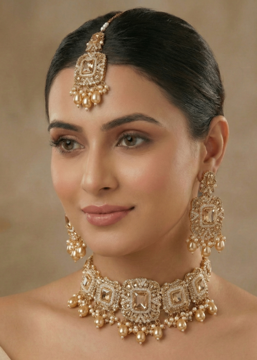 Royal Pearl Choker Set by Zarosh Jewel