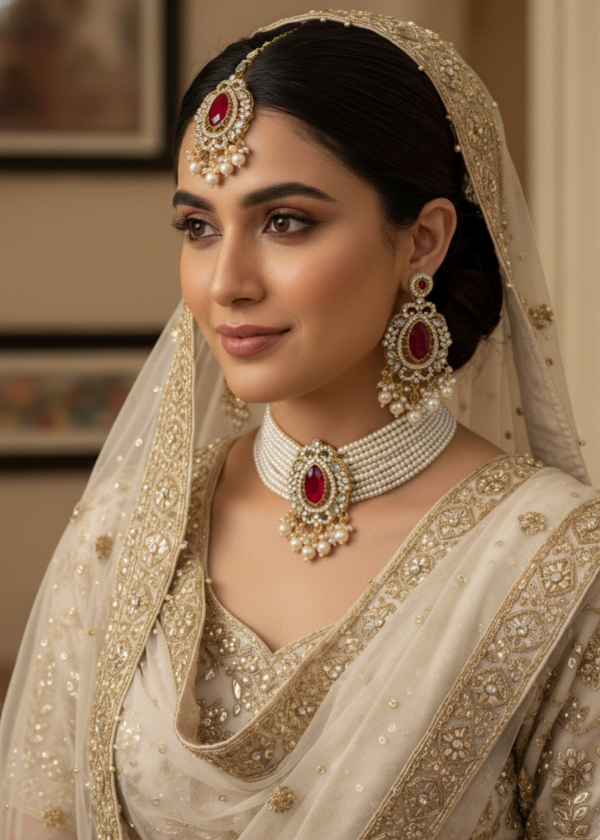 Shop the Serenelle Pearl Glow Choker Set from Zarosh Jewel