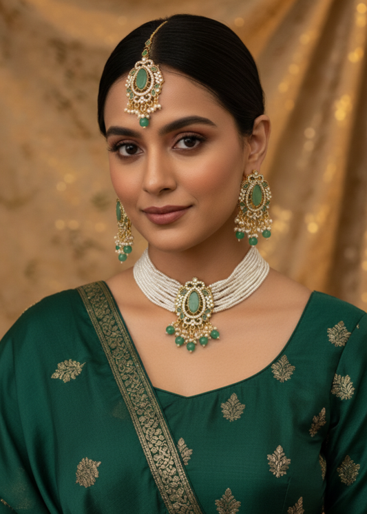 Serenelle Pearl Glow Choker Set by Zarosh Jewel