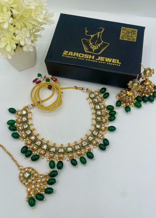 Shahi Kundan Necklace Set by Zarosh Jewel