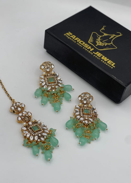 Shop the Shehzadi Kundan Earring & Tikka from Zarosh Jewel