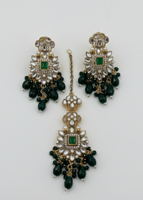 Shop the Shehzadi Kundan Earring & Tikka from Zarosh Jewel