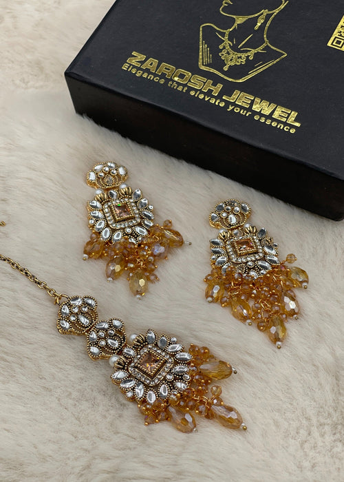 Shop the Shehzadi Kundan Earring & Tikka from Zarosh Jewel