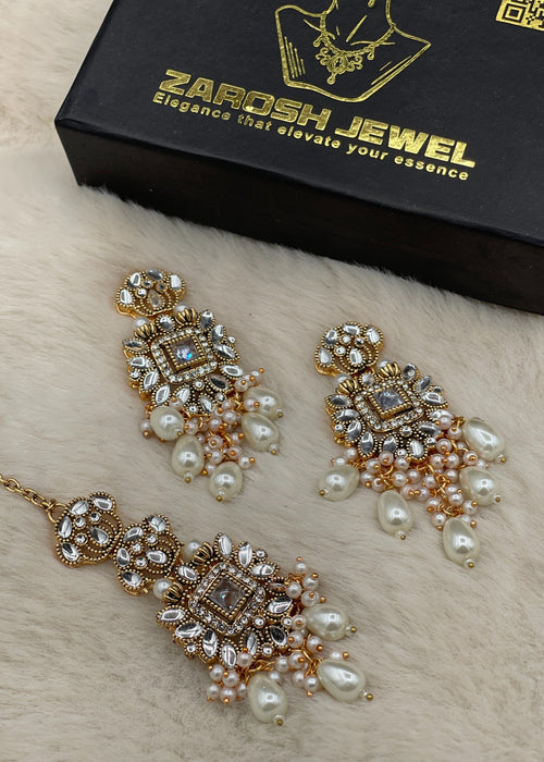 Shop the Shehzadi Kundan Earring & Tikka from Zarosh Jewel