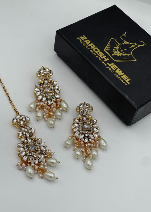 Shop the Shehzadi Kundan Earring & Tikka from Zarosh Jewel