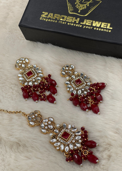 Shop the Shehzadi Kundan Earring & Tikka from Zarosh Jewel