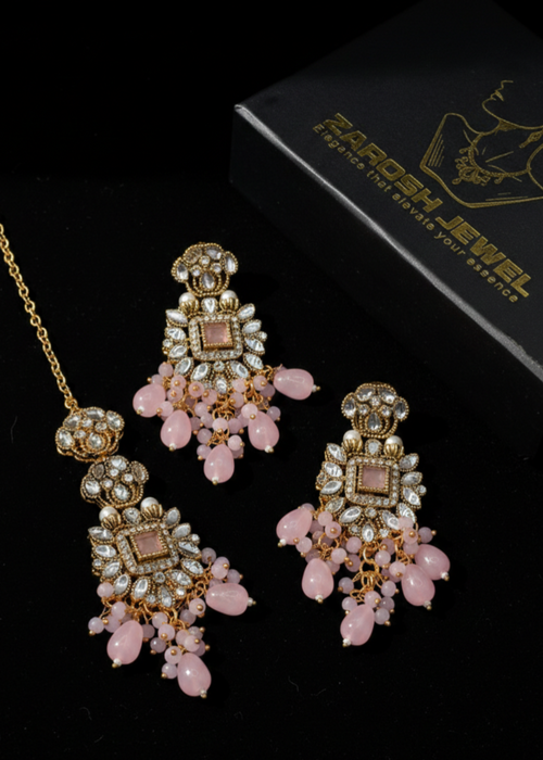 Shop the Shehzadi Kundan Earring & Tikka from Zarosh Jewel