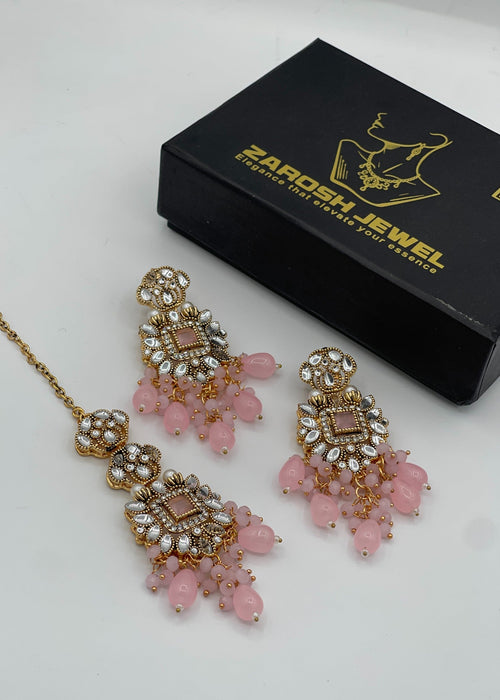 Shop the Shehzadi Kundan Earring & Tikka from Zarosh Jewel