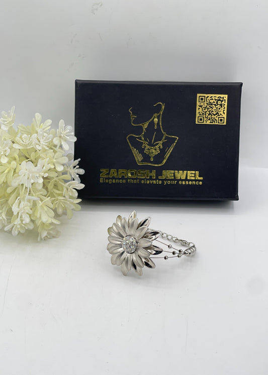 Silver Sunflower Bracelet by Zarosh Jewel