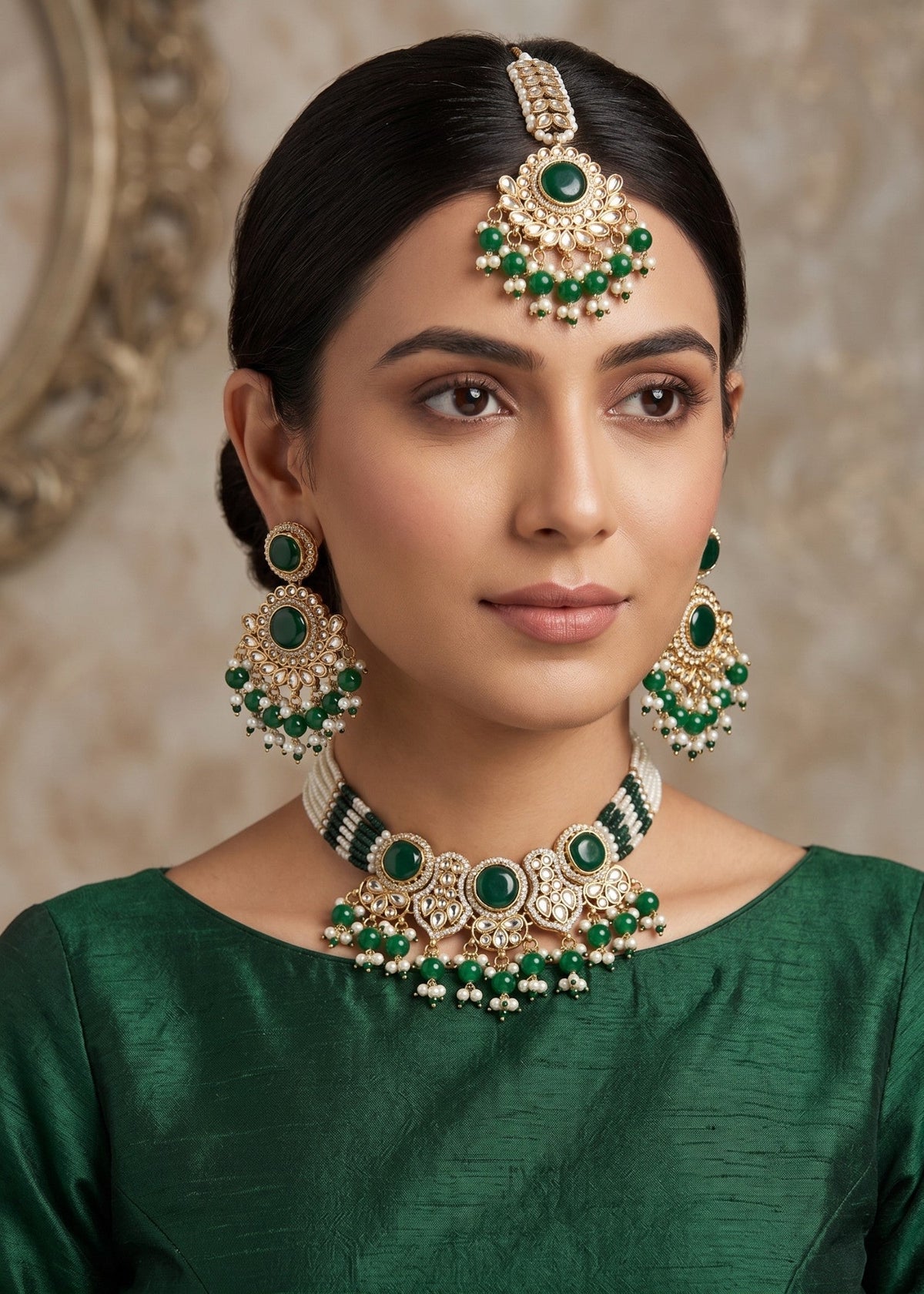 Sultan Kundan Choker Set by Zarosh Jewel