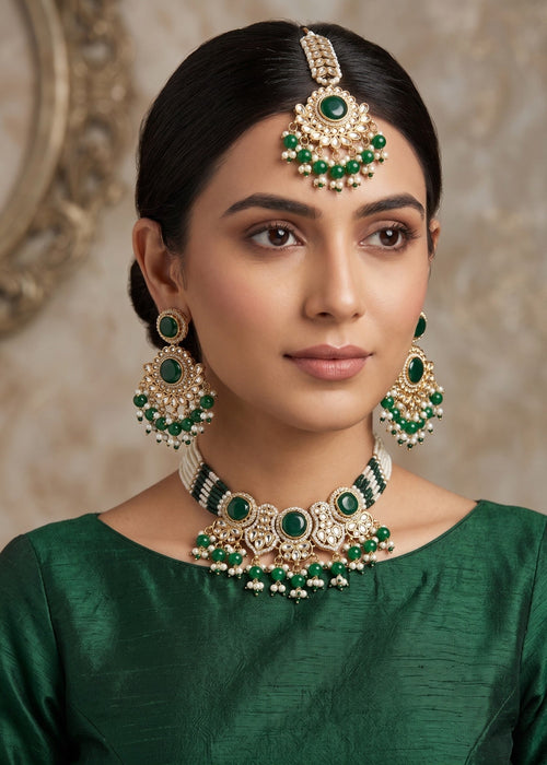 Sultan Kundan Choker Set by Zarosh Jewel