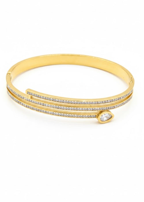 Shop the Teardrop Dual-Line Crystal Gold Bracelet from Zarosh Jewel