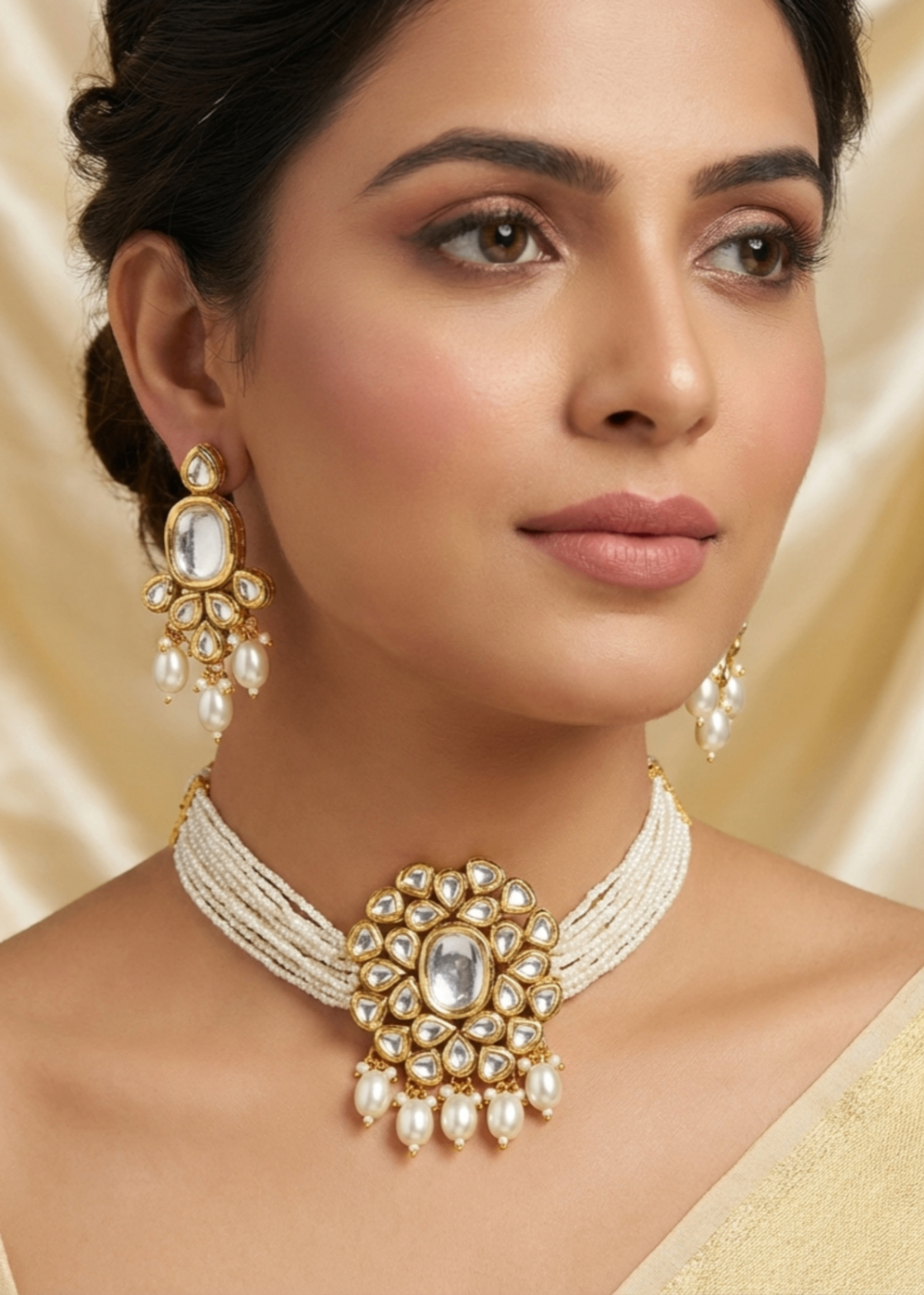 Shop the The Celestia Leaf Choker Set from Zarosh Jewel