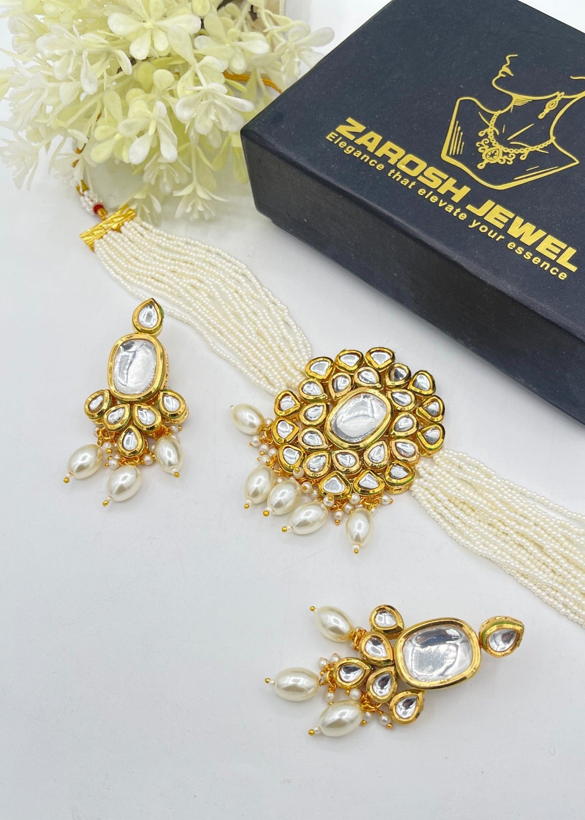 Shop the The Celestia Leaf Choker Set from Zarosh Jewel