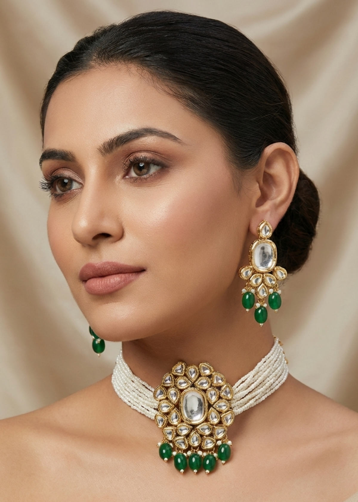 The Celestia Leaf Choker Set by Zarosh Jewel