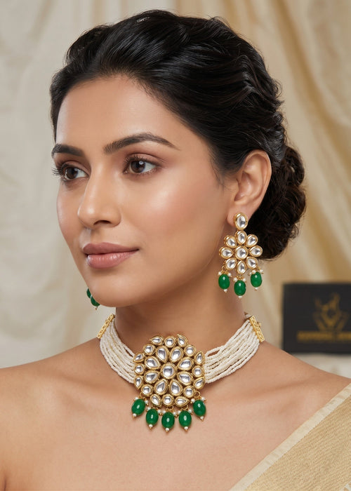 The Elara Kundan Choker Set by Zarosh Jewel
