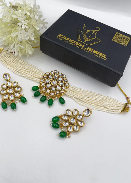 Shop the The Elara Kundan Choker Set from Zarosh Jewel