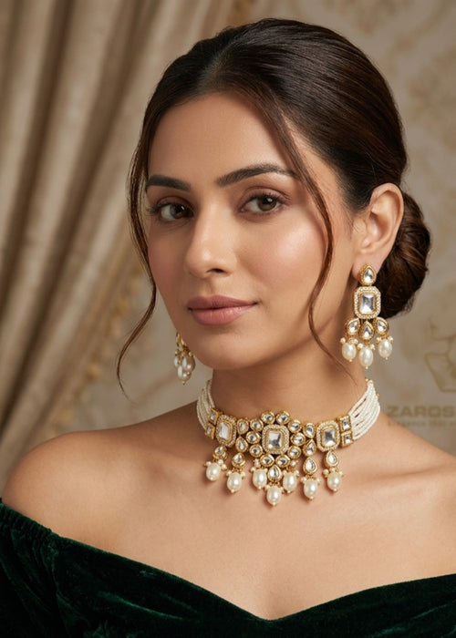 Shop the The Empress Kundan Cut Choker Set from Zarosh Jewel