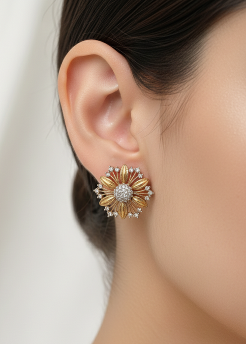 Uzma Floral Studs by Zarosh Jewel