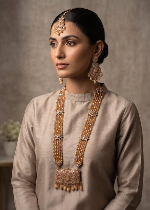 Velmira Grace Long Mala Set by Zarosh Jewel