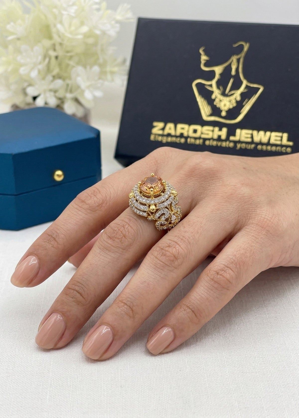 Shop the Yusra Gold Plated Ring from Zarosh Jewel