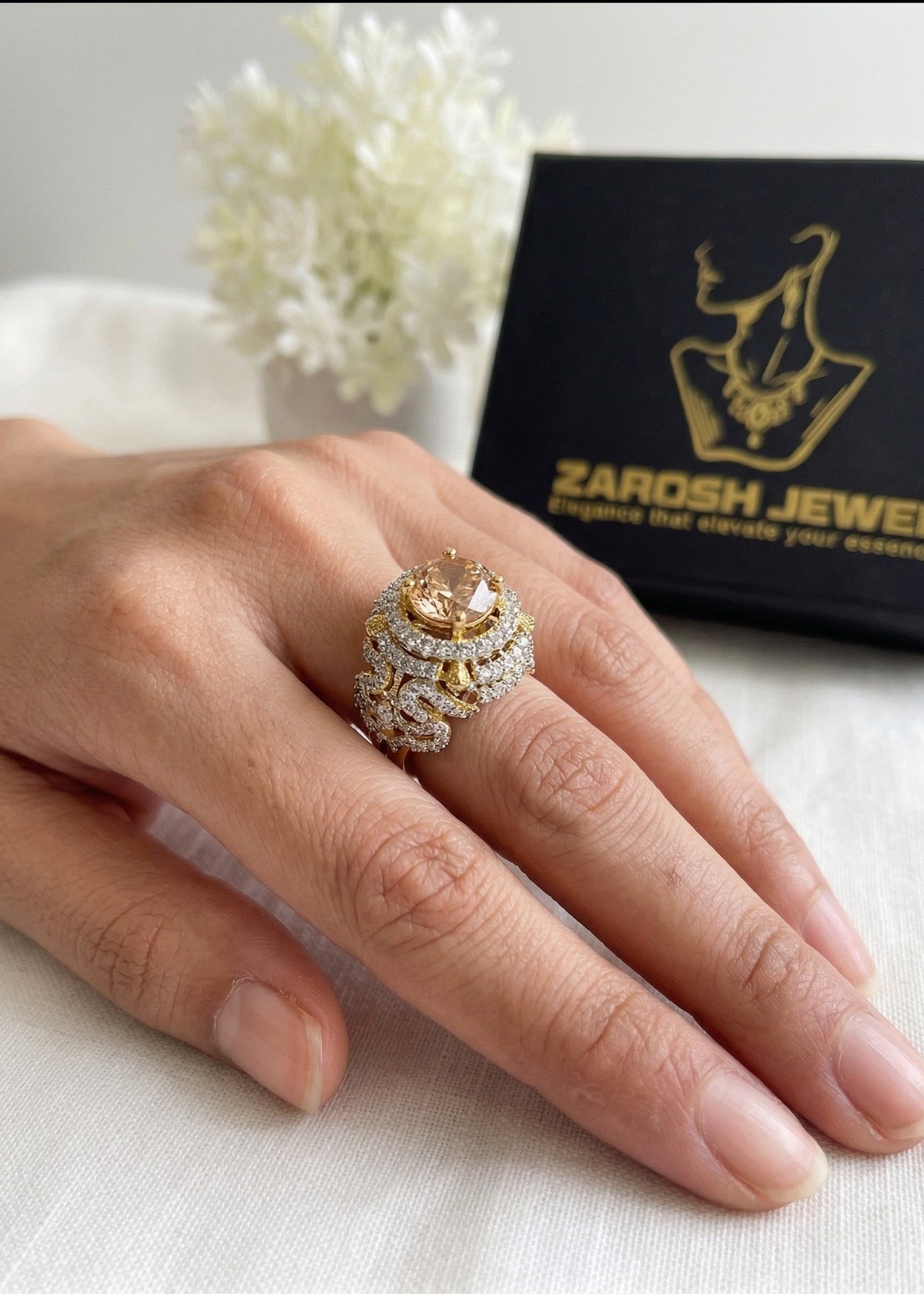Shop the Yusra Gold Plated Ring from Zarosh Jewel