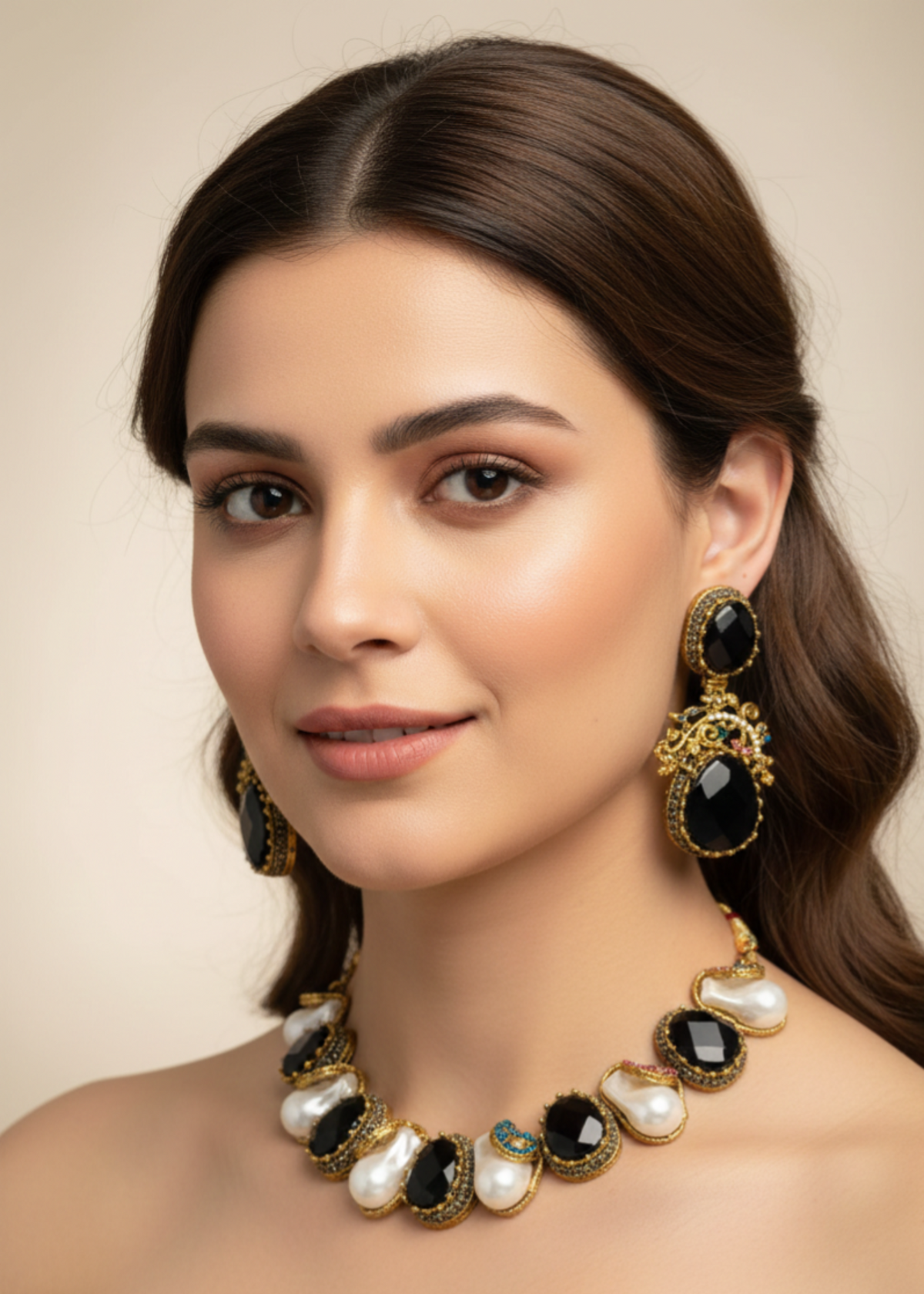 Shop the Zafira Luxe Pearl Choker Set from Zarosh Jewel