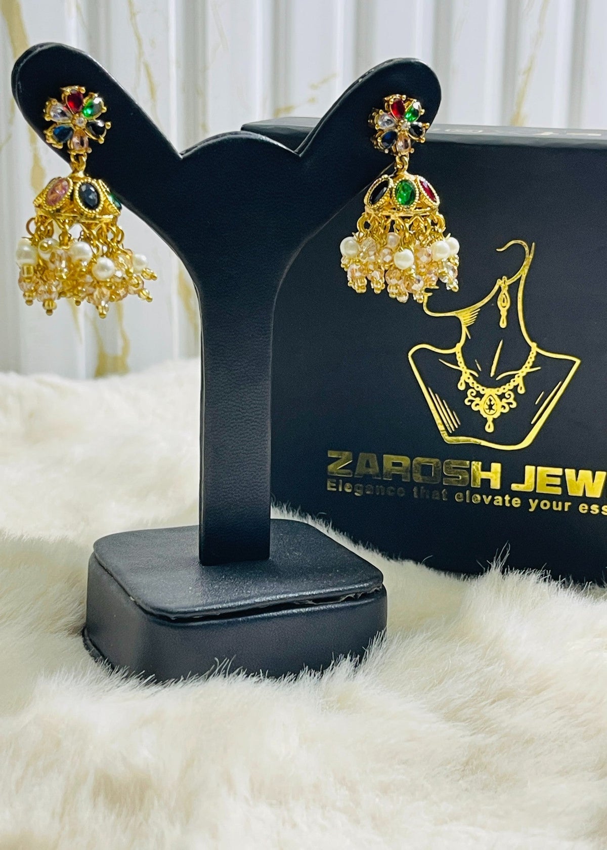 Shop the Zarmin Royal Floral Jhumka Earrings from Zarosh Jewel