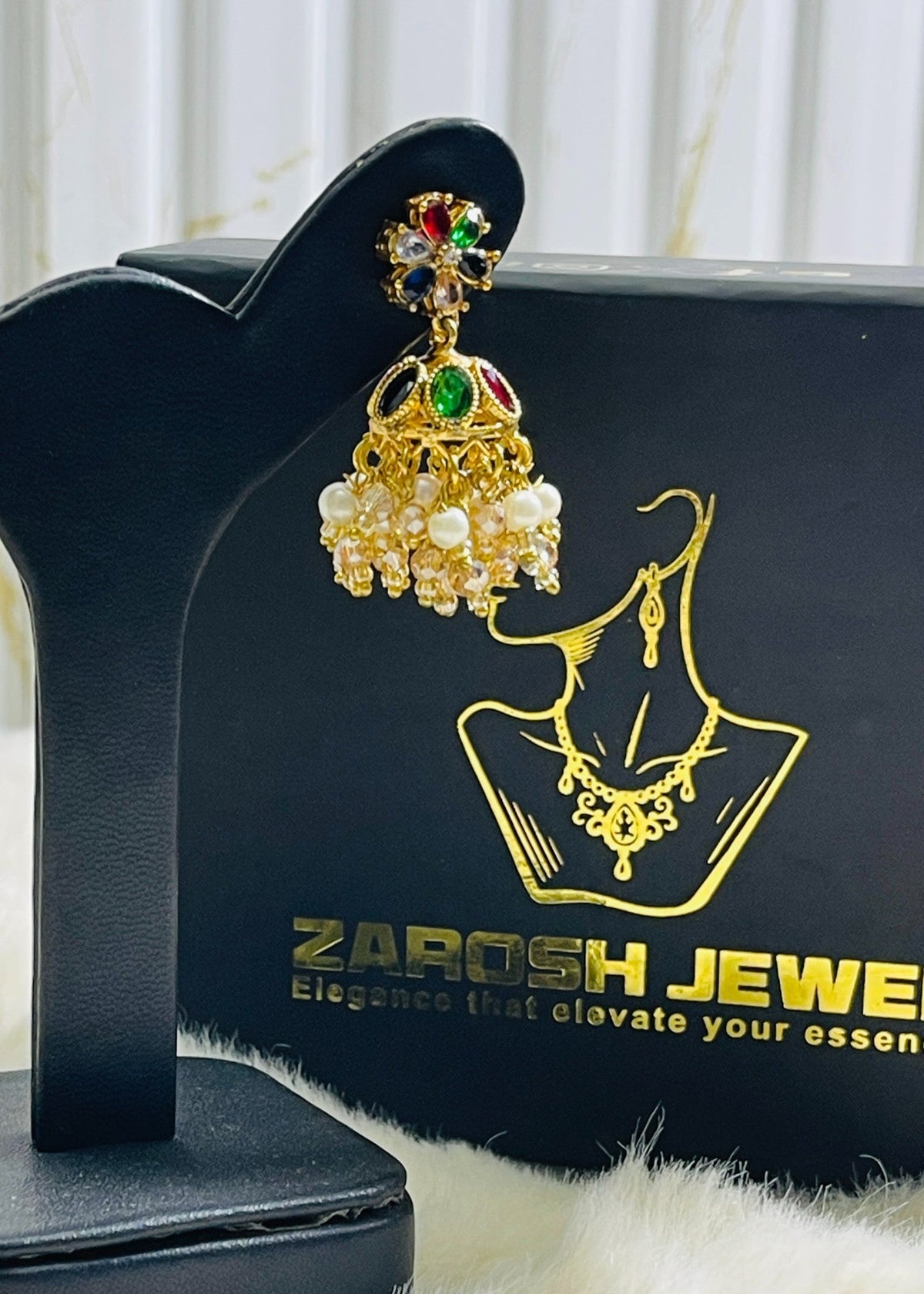 Shop the Zarmin Royal Floral Jhumka Earrings from Zarosh Jewel