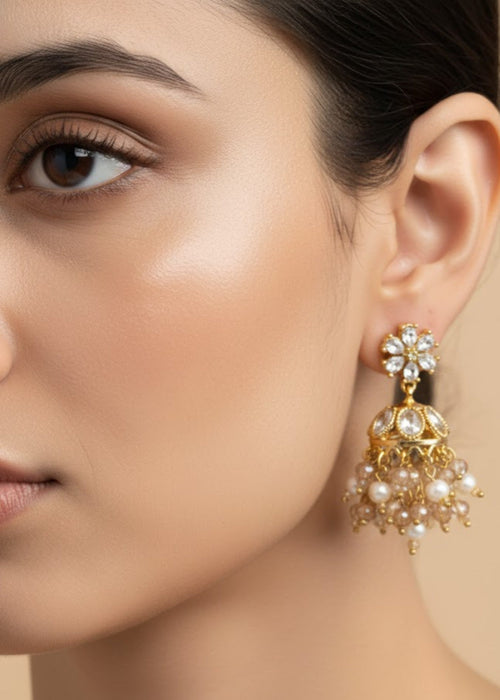 Shop the Zarmin Royal Floral Jhumka Earrings from Zarosh Jewel