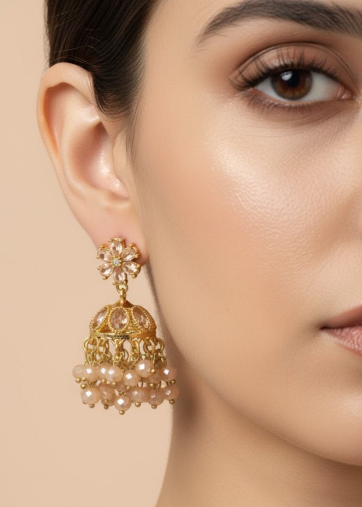 Shop the Zarmin Royal Floral Jhumka Earrings from Zarosh Jewel